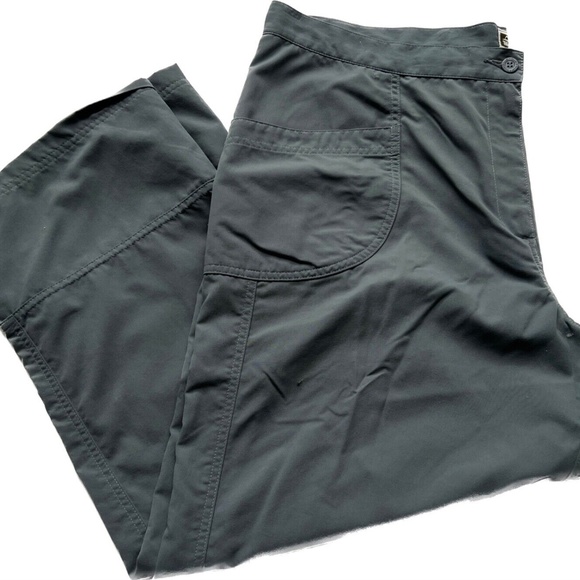 Tilley Endurables Pants Size 16 Cropped Wide Leg Gray High Waist Roll Tab Legs - Picture 1 of 8